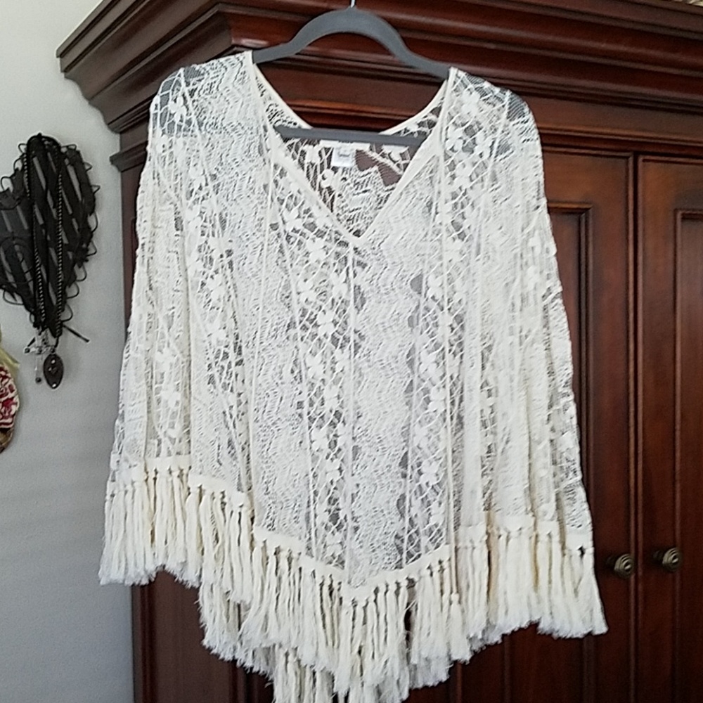 Cream lace poncho